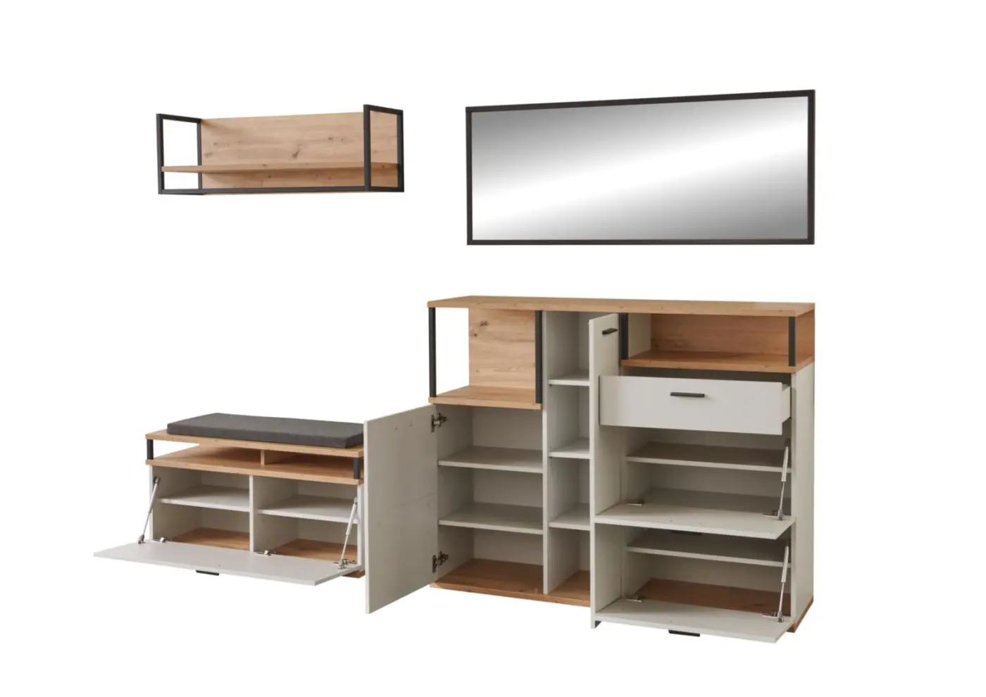 Ideal Gaderobe Basset  weiß/braun  ca. 255 x 205x 37 cm