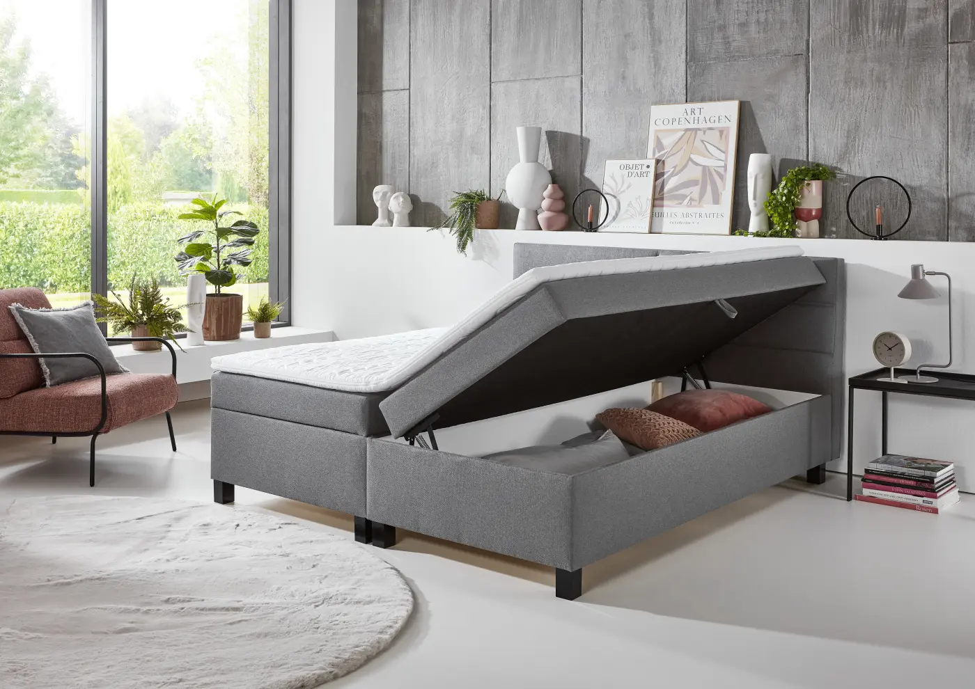 sun garden  Boxspringbett BX 2360 Kenora grau LF ca. 180 x 200 cm