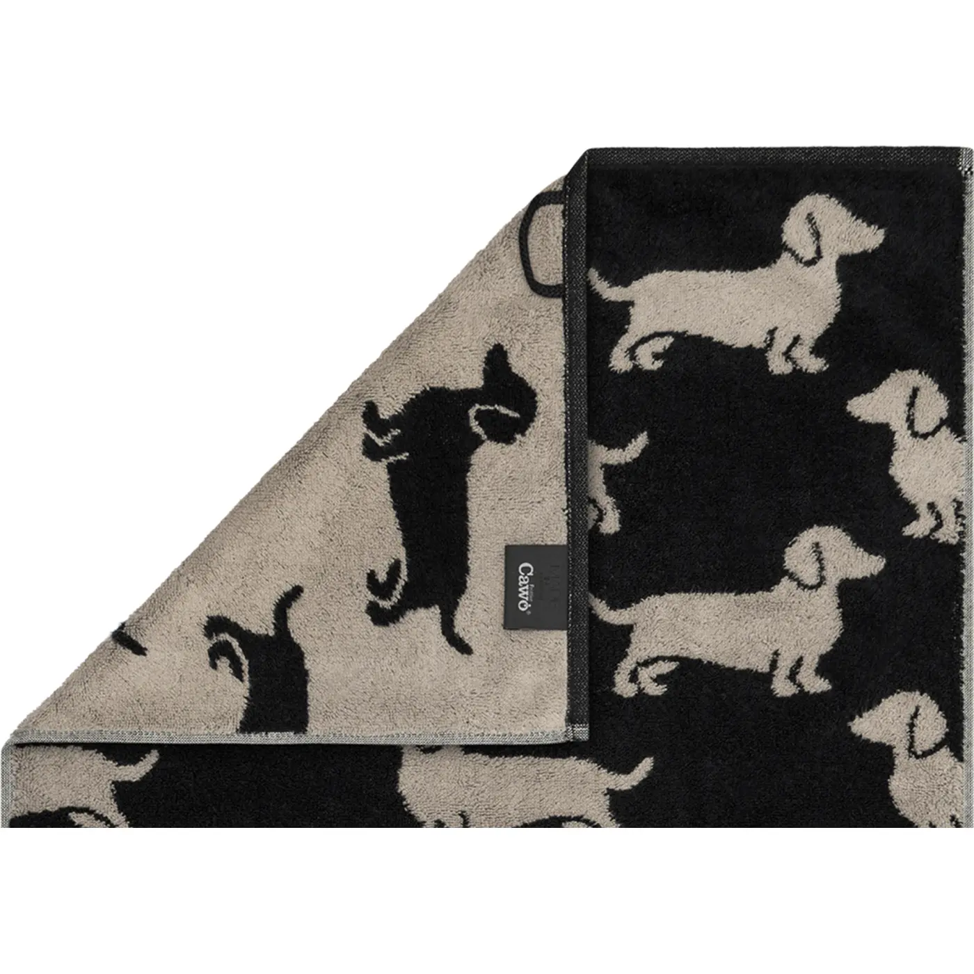 Cawoe Duschtuch We love Dog schwarz/natur 80/150 cm