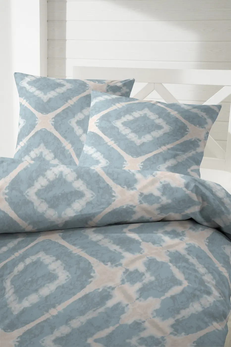 Hahn Mako-Satin Bettwäsche,135 x 200/80 x 80 cm  blau-braun
