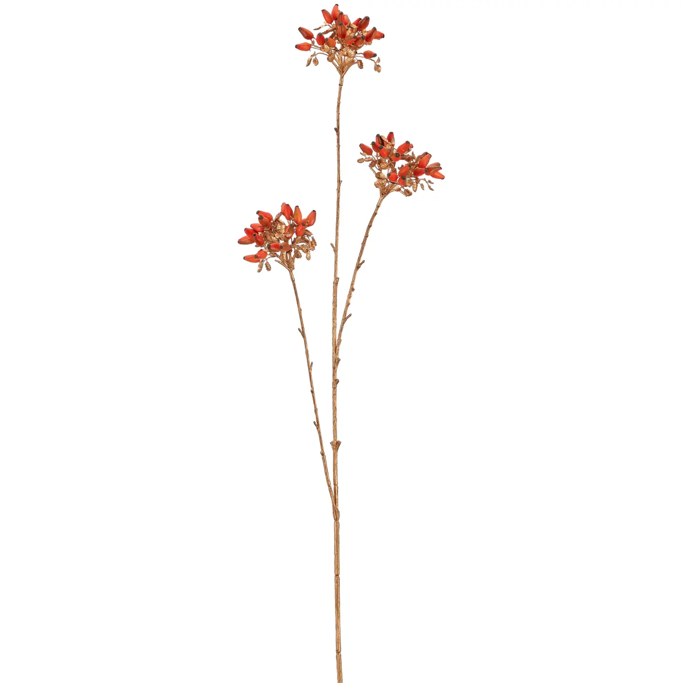 Gasper Hagebuttenzweig x3 mit Goldblättern  87cm  orange