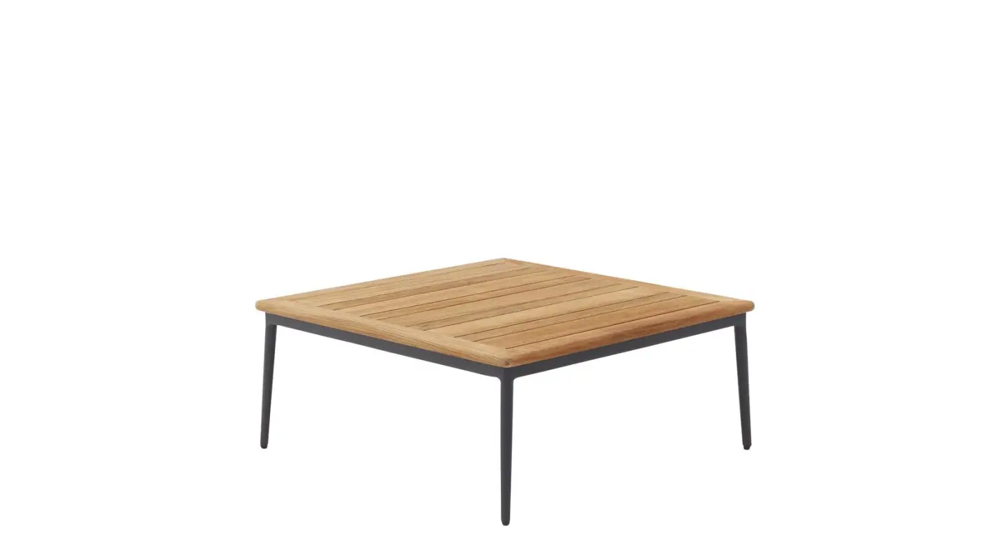 Interliving  Loungetisch  Serie 7005 Teak gebürstet/anthrazit  ca. 89 x 89 cm