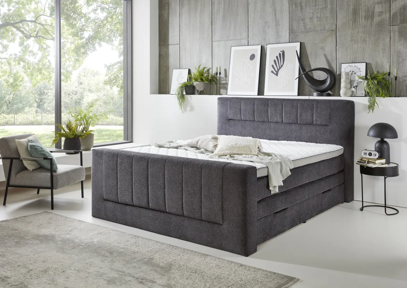 sun garden  Boxspringbett BX 2450 Kenosha grau LF ca. 180 x 200cm
