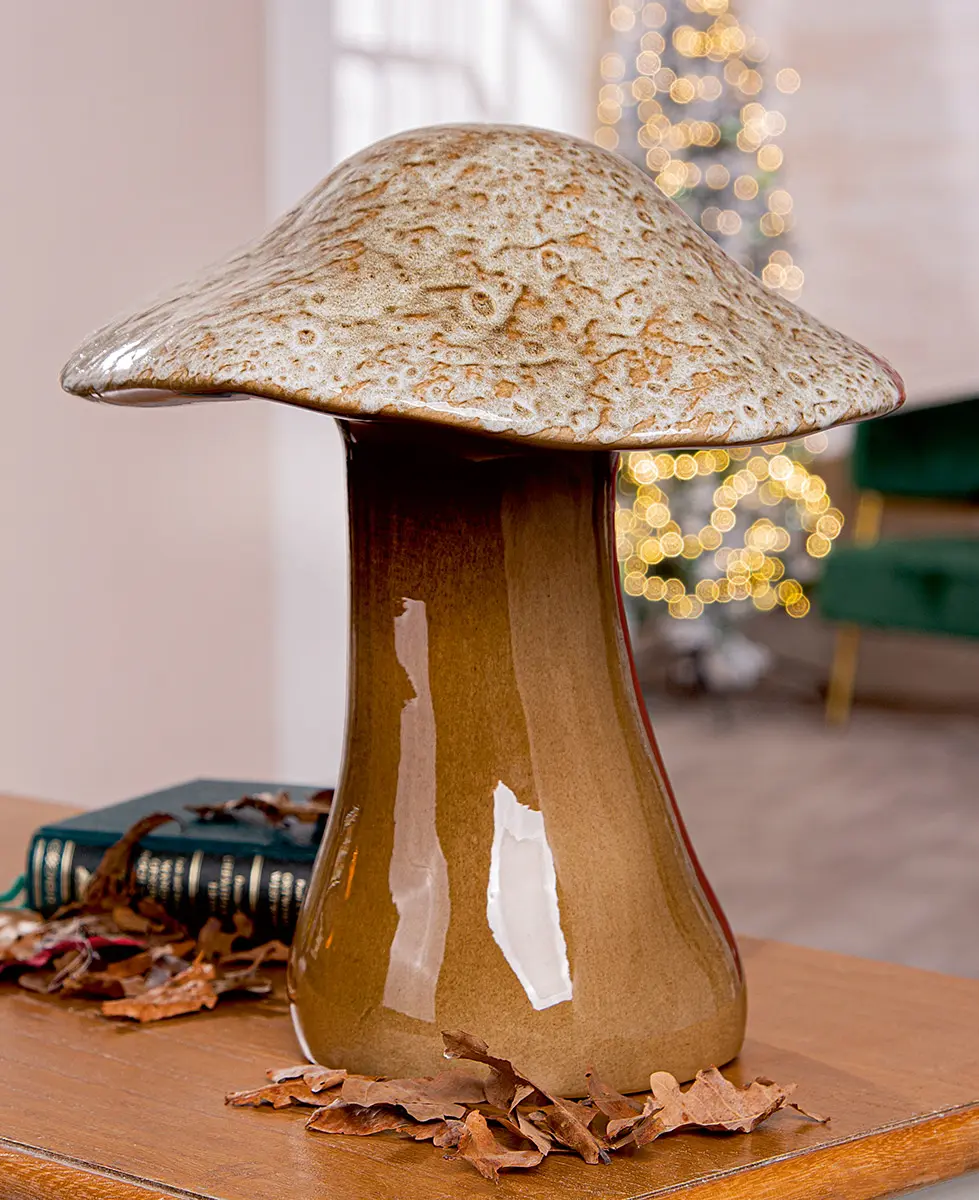Gilde Handwerk Deko-Pilz Keramik braun 28 cm