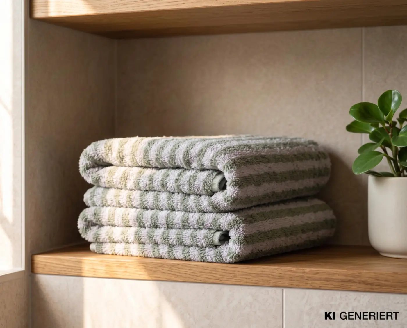 Interliving Handtuch 2er Set Serie 9142 Silver–Iceberg Green gestreift  50 x 100 cm