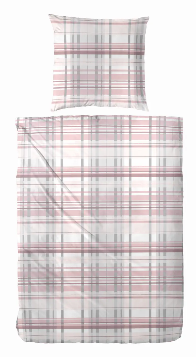 Hahn   Edelflanell Bettwäsche 155 x 220 cm kariert rot