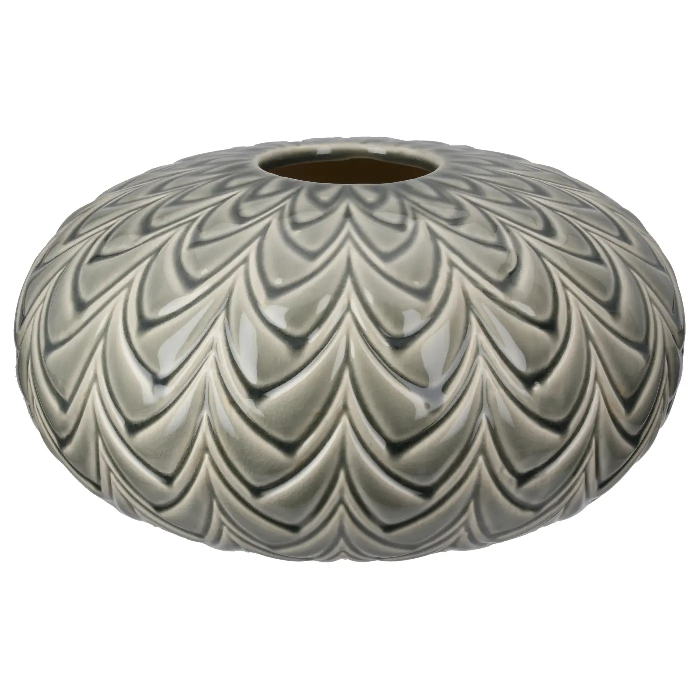 Gilde Vase bauchig grün 15 cm Keramik