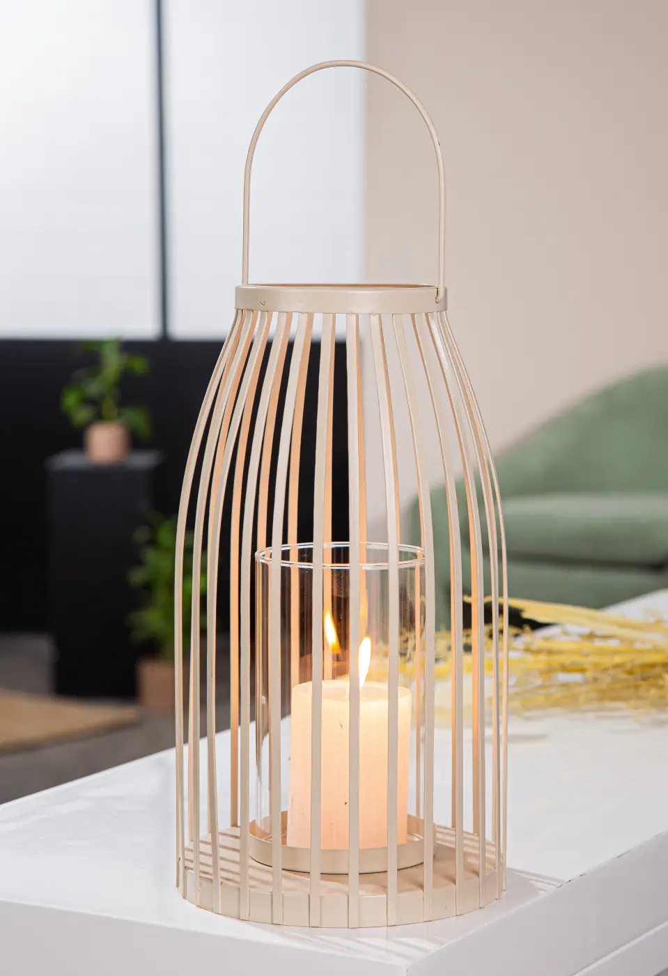 Gilde Windlicht Tammo beige H 30 x Ø 16.5 cm
