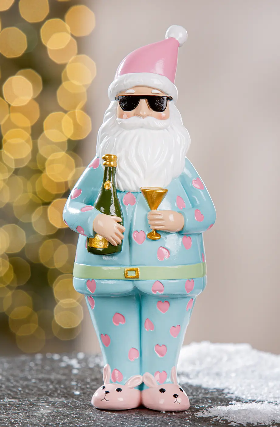 Gilde Figur Crazy Xmas blau, rosa L 9 x B 9.5 x H 22.5 cm
