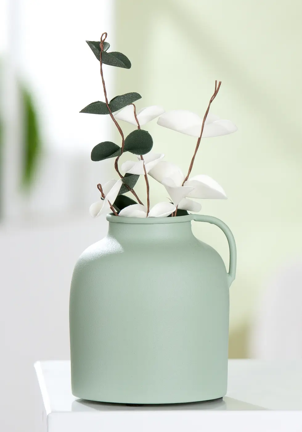 Gilde Vase rund hellgrün 10 cm Metall