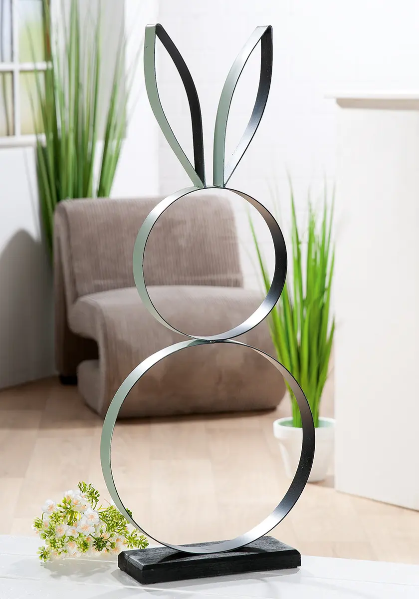 Gilde Standrellief "Hasi" Metall grün/schwarz 73 cm hoch