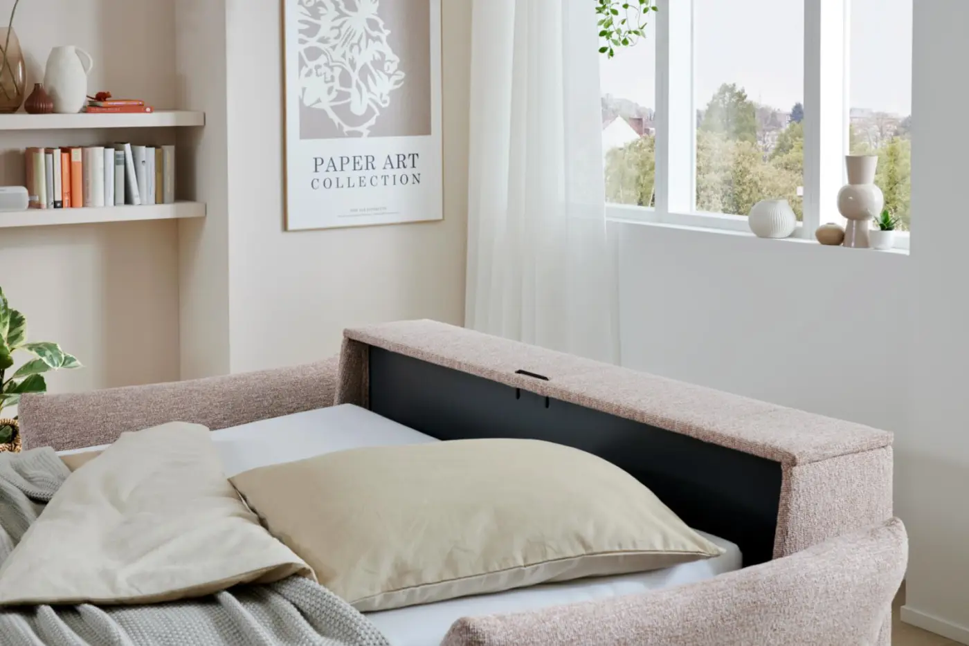 Interliving  Schlafsofa Serie 4700 rosa/rost  ca. 222 cm breit