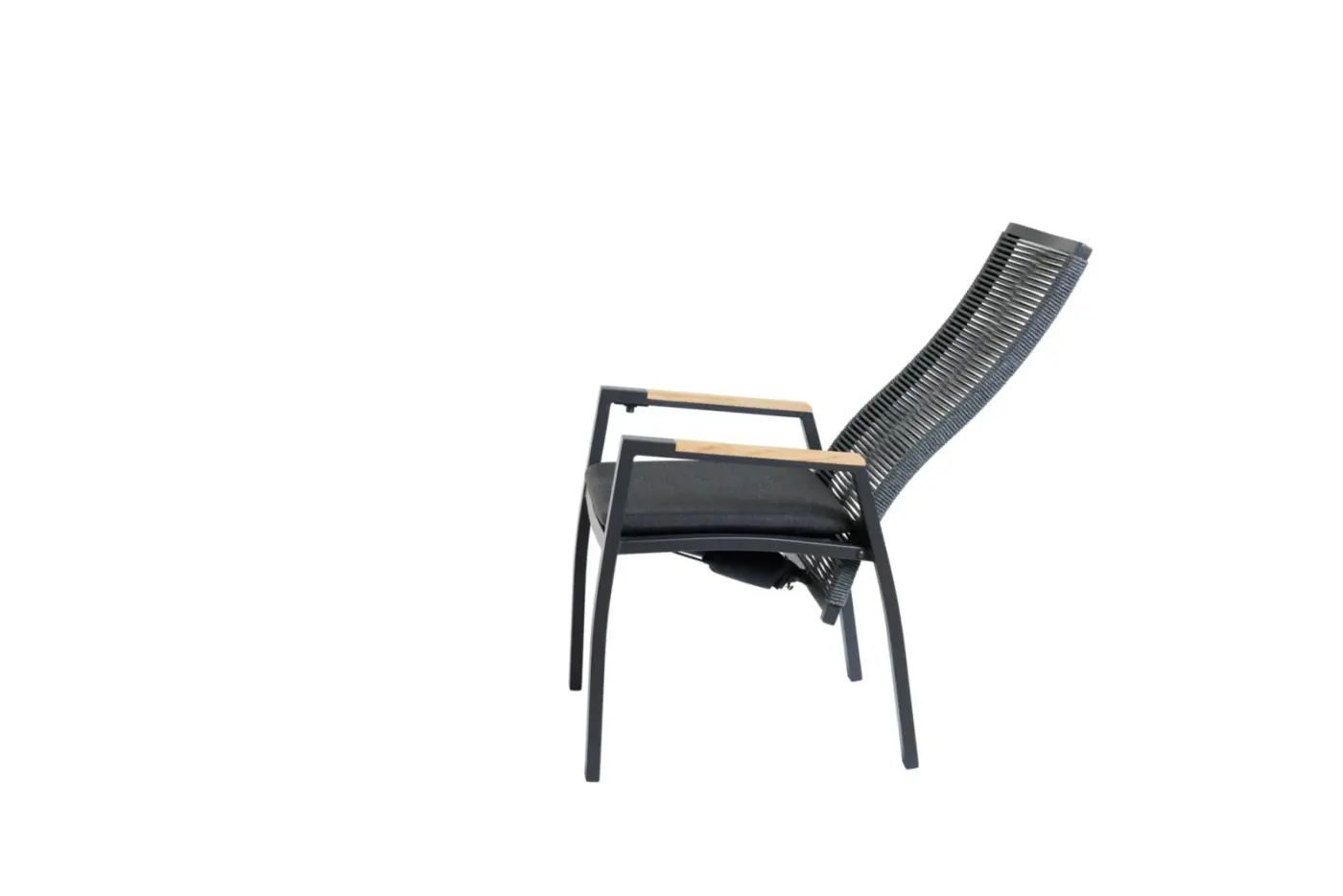 lnterliving Gartenstuhl Serie 7011 mit Rückenverstellung und Teak Armlehne hellgrau/anthrazit