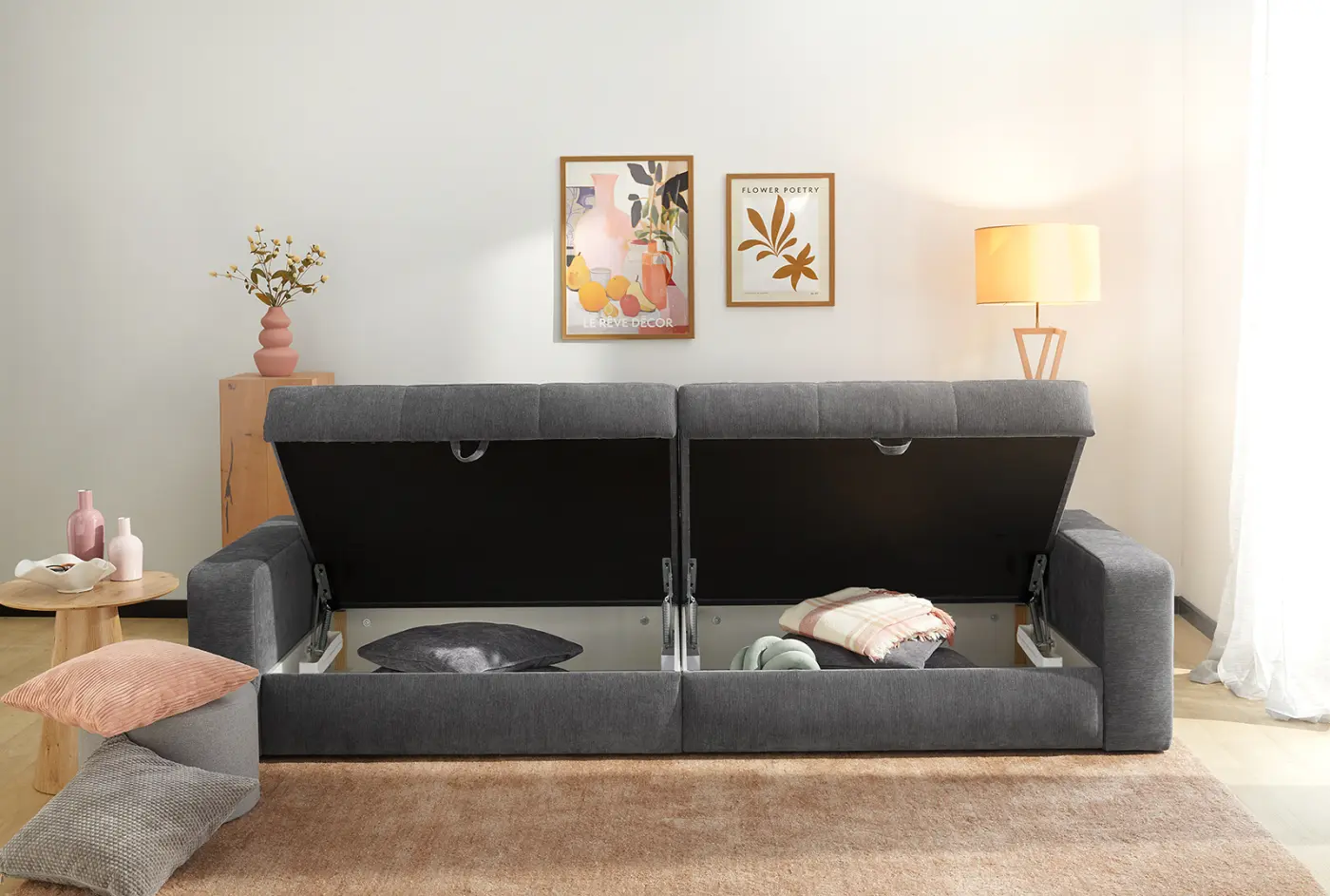 JOB Bigsoafa Space mit Bettkasten dunkelgrau ca. 282 x 88 x 114 cm