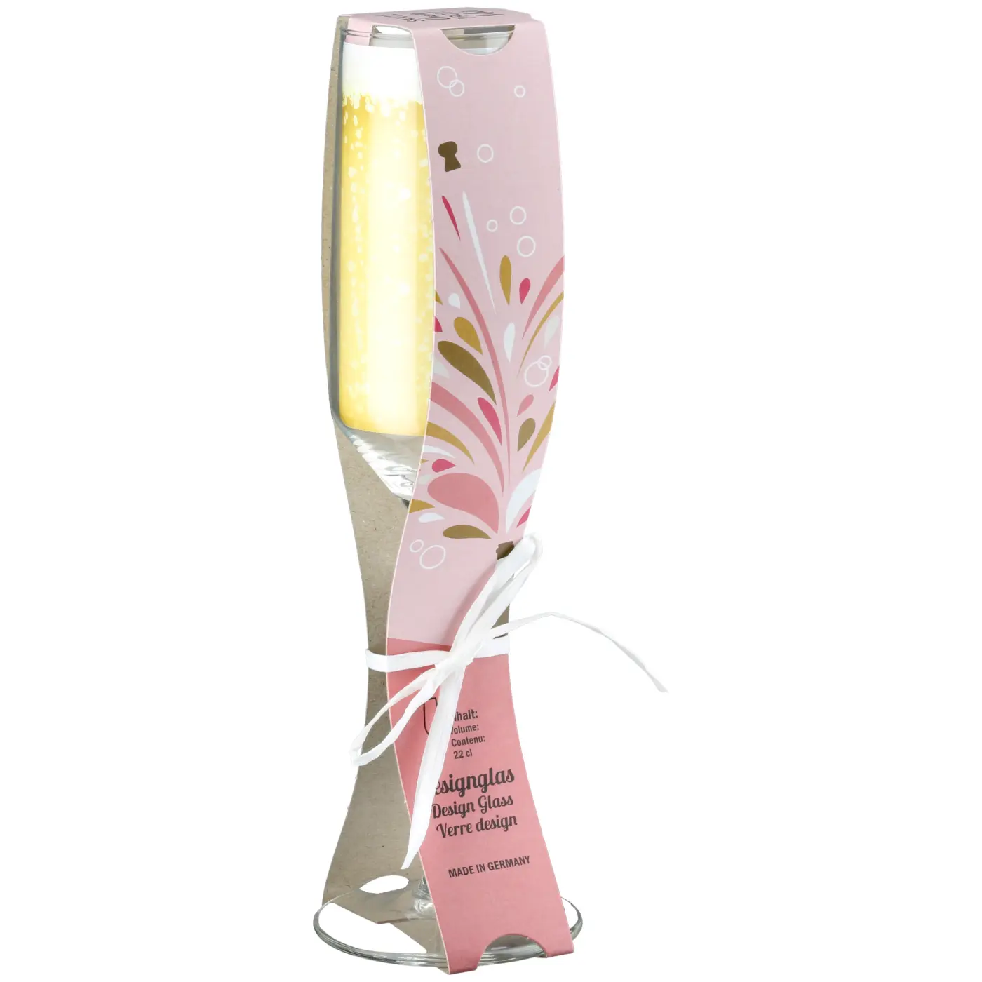 Gilde Sektglas "Let's talk about Sekt, Baby"  klar mit Spruch und Banderole