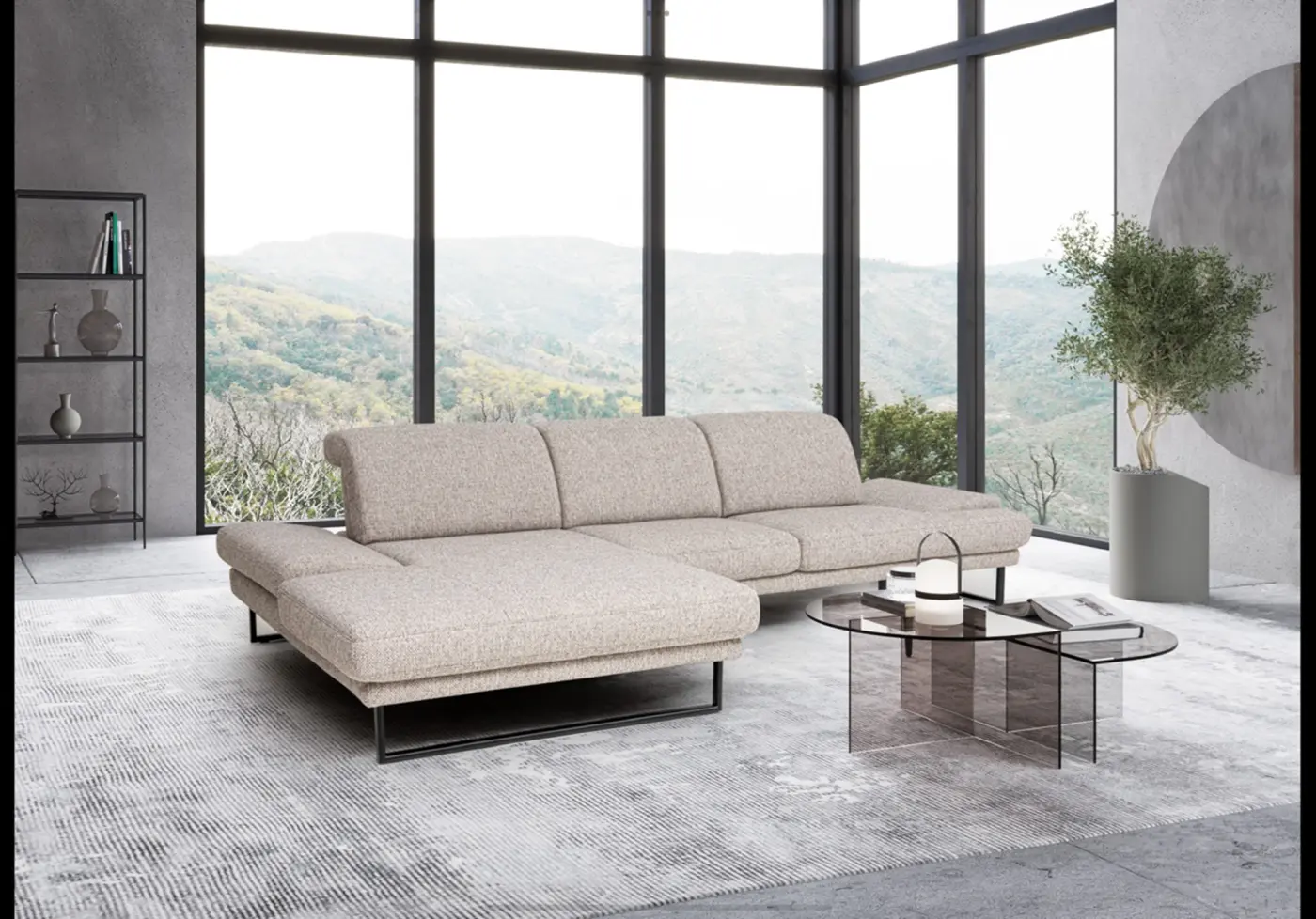 Interliving Wohnlandschaft mit Funktion Serie 4460 hellgrau ca. 207 x 302