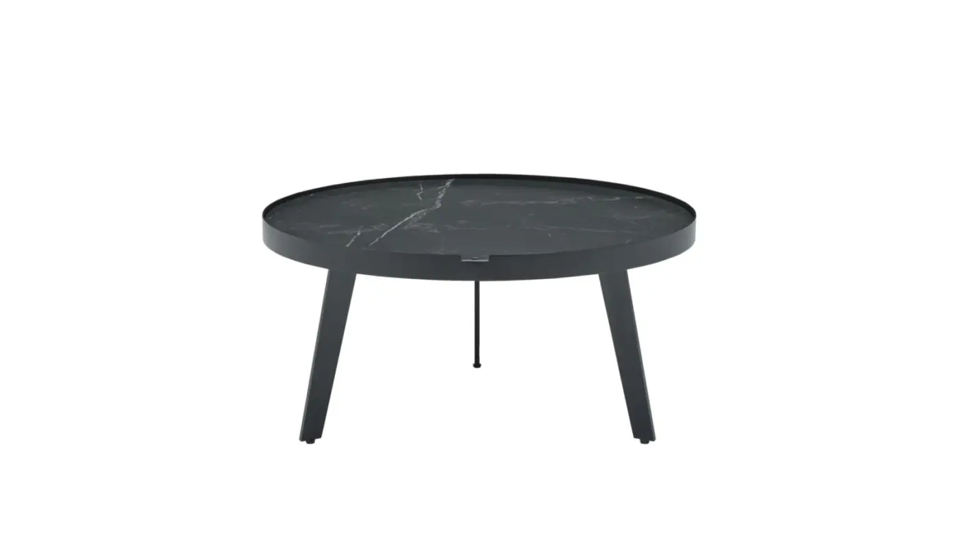 Interlving Couchtisch Serie 6217 Marmoroptik  schwarz 70 cm