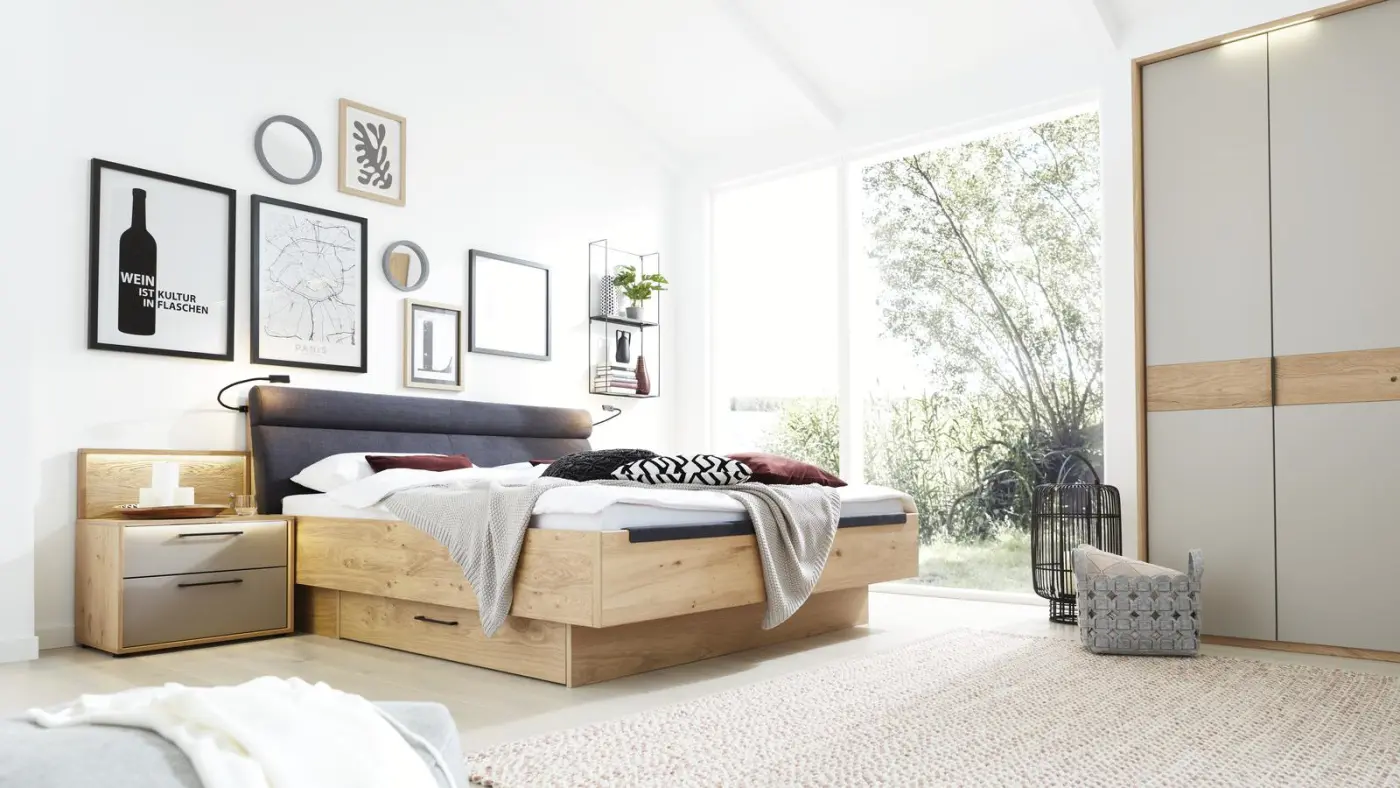 Interliving  Luxusbett Serie  1023  Balkeneiche  LF ca. 180 x 200 cm