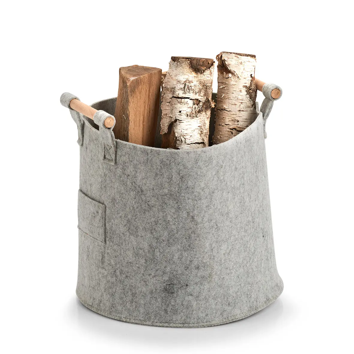 Zeller Aufbewahrungskorb Filz/Holz grau