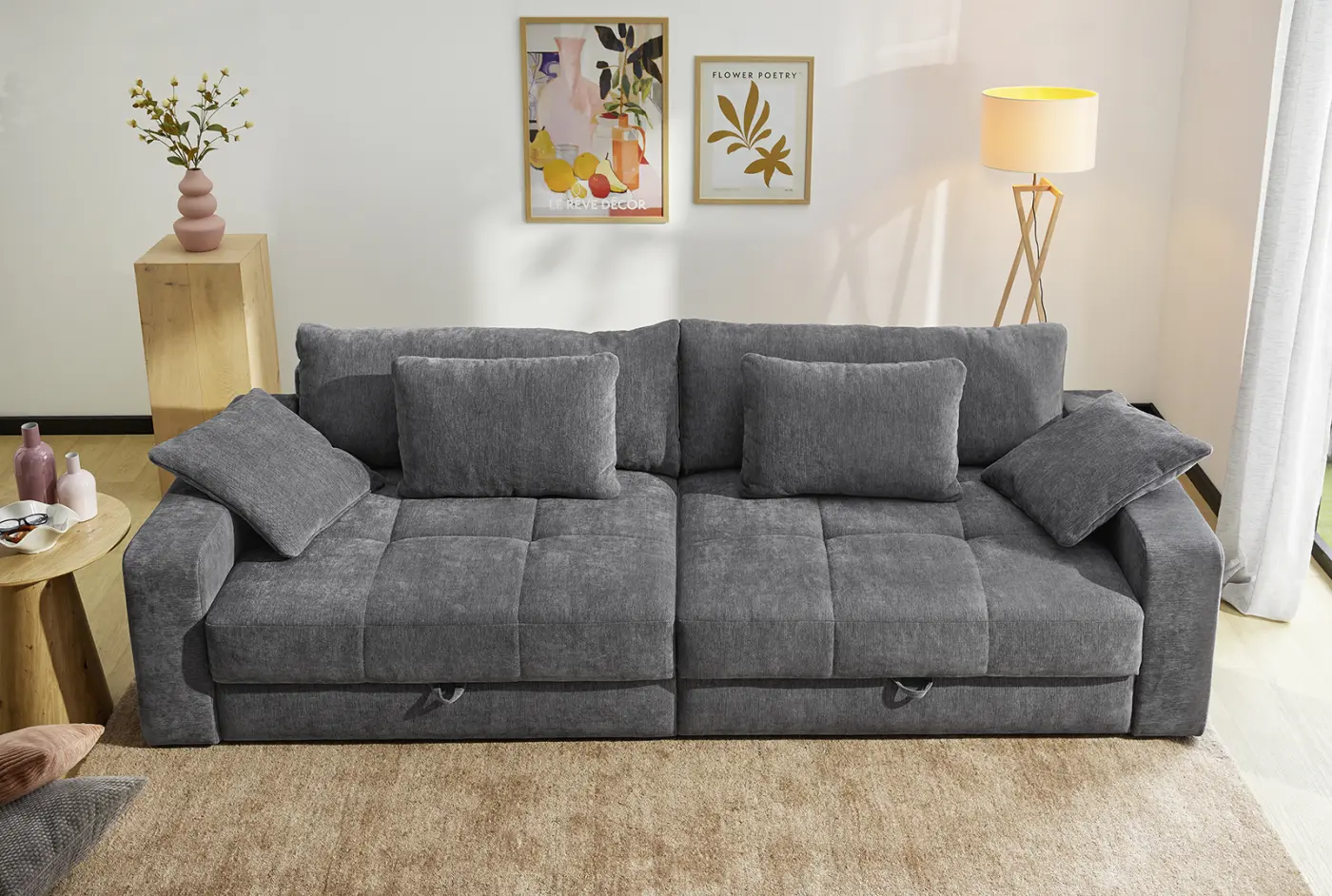 JOB Bigsoafa Space mit Bettkasten dunkelgrau ca. 282 x 88 x 114 cm