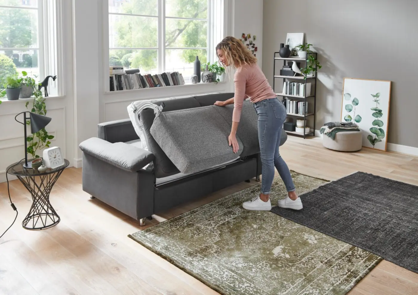 Poco Steinpol Schlafsofa Westpoint Premium XC dunkel-/Hellgrau LF ca. 120 x 200 cm