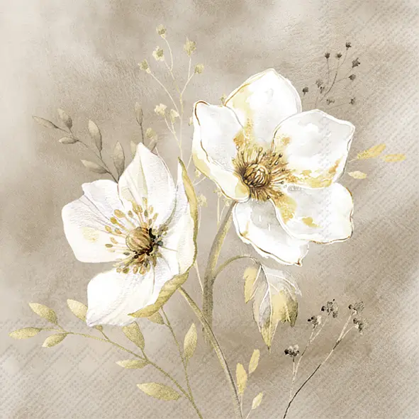Ihr Cocktail-Servietten GOLDEN GALA cream 25X25 cm