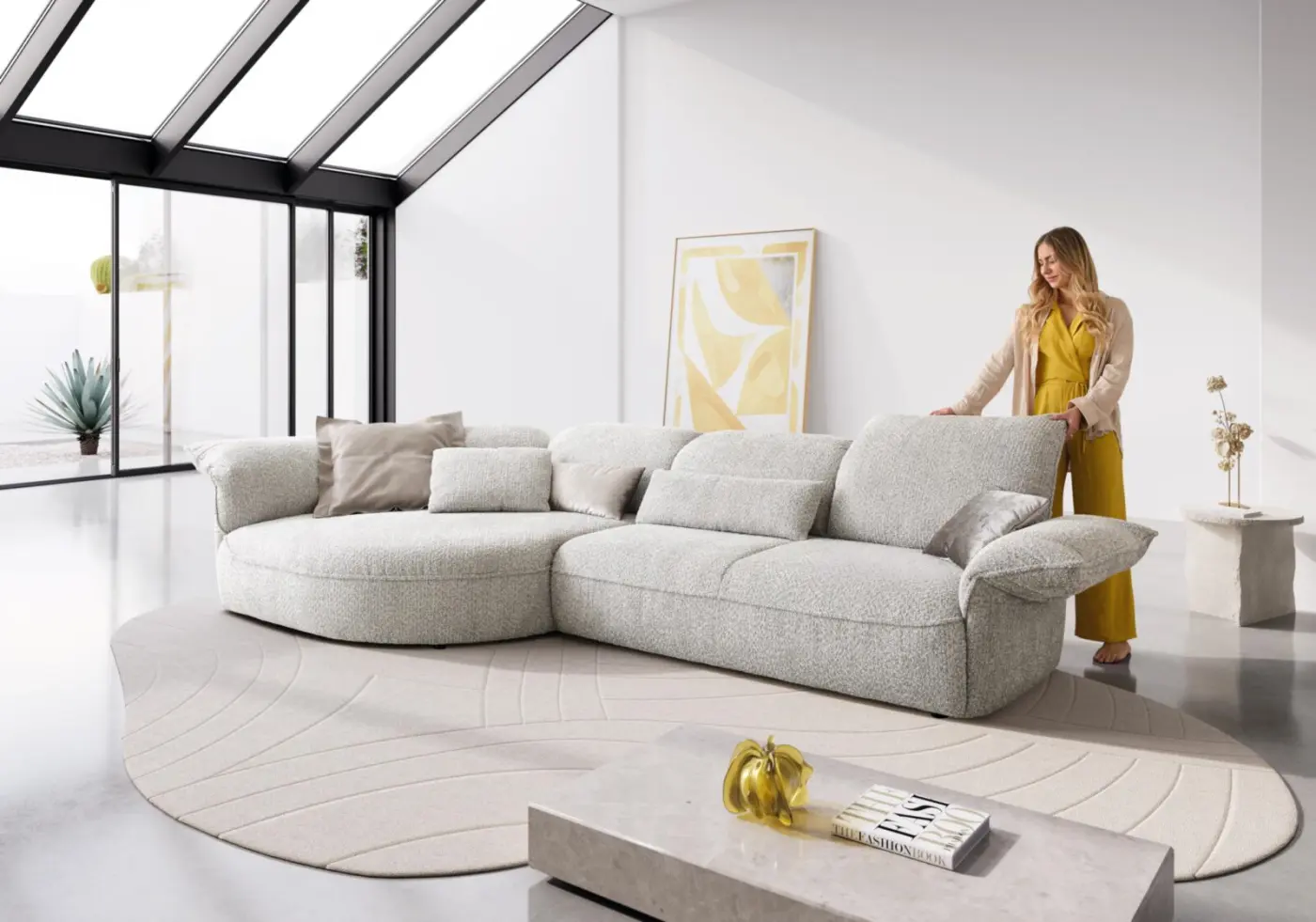 Koinor Wohnlandschaft ABBY Chenille hellgrau ca. 154 x 330 cm