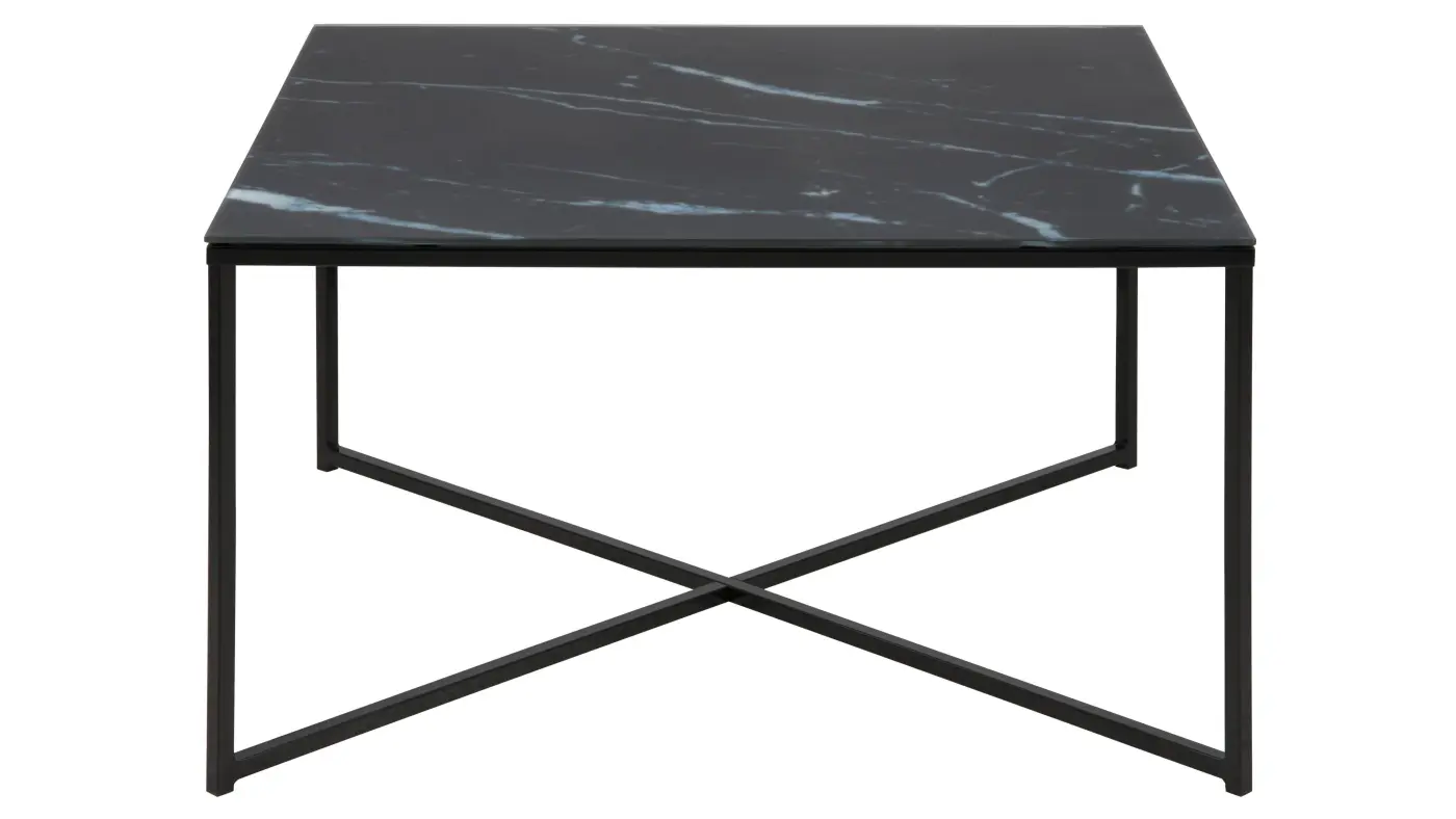 Actona  Couchtisch Alisma schwarz marmorierte Platte & verchromtes Gestell – ca. 80 x 80 cm