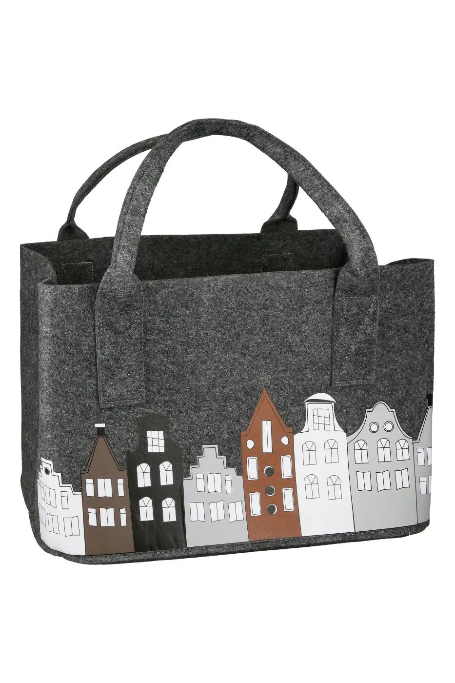 Gilde Filztasche "Stadtlichter" dunkelgrau mit Hausmotiv