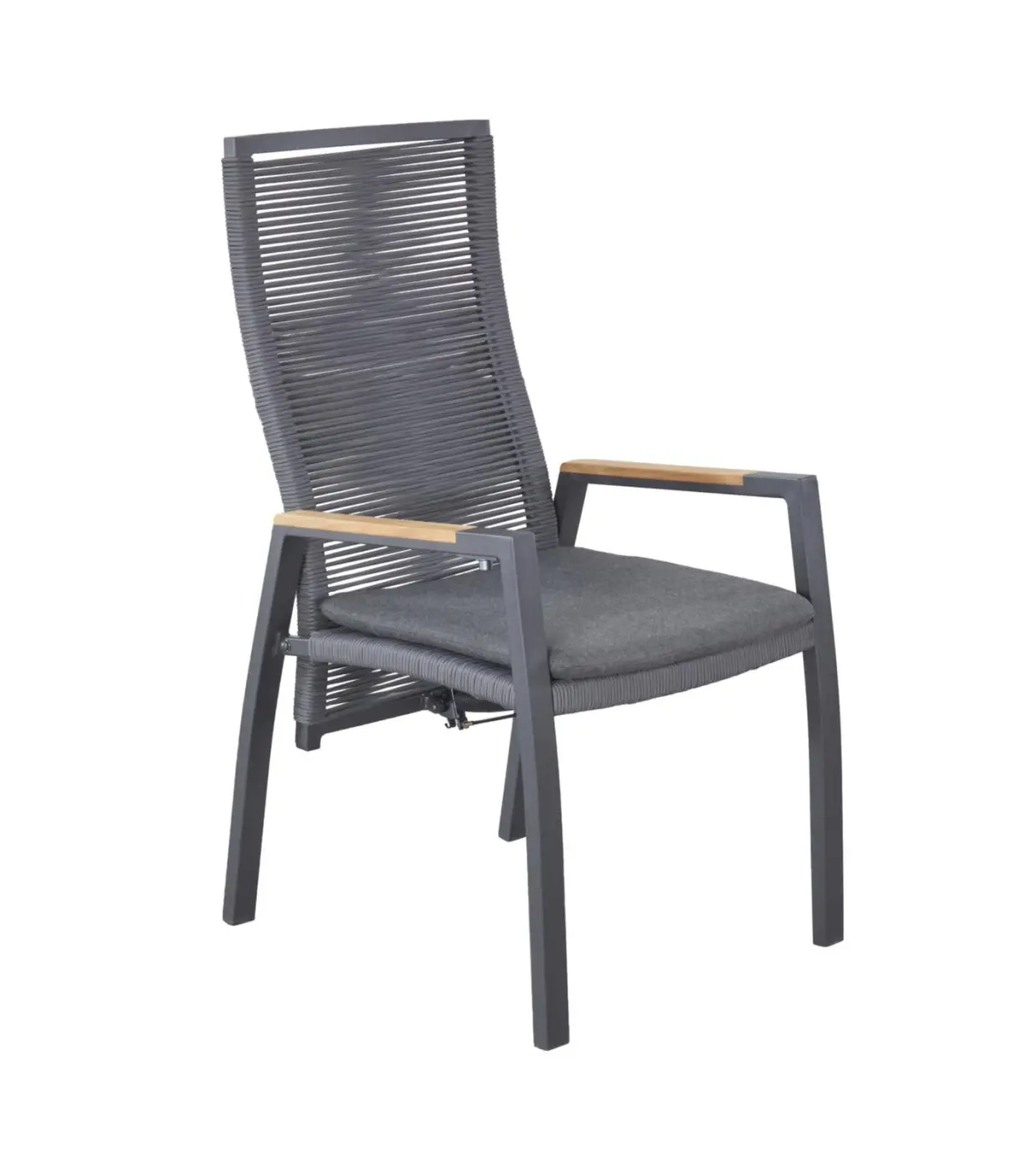 lnterliving Gartenstuhl Serie 7011 mit Rückenverstellung und Teak Armlehne hellgrau/anthrazit