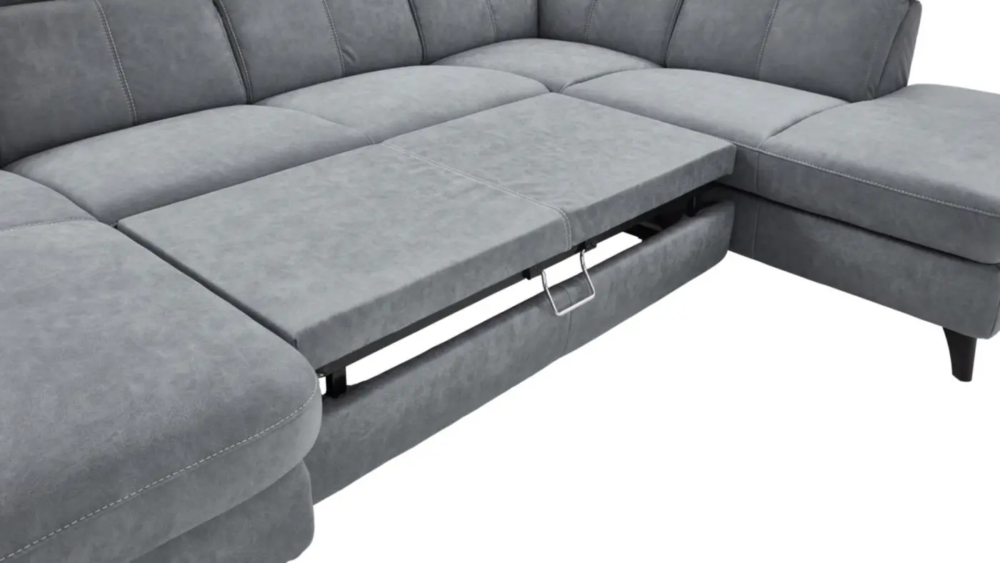 Polsteria Wohnlandschaft mit Funktionen  Relaxa 10.0 PSG blaugrau ca. 176 x 325 x 228 cm