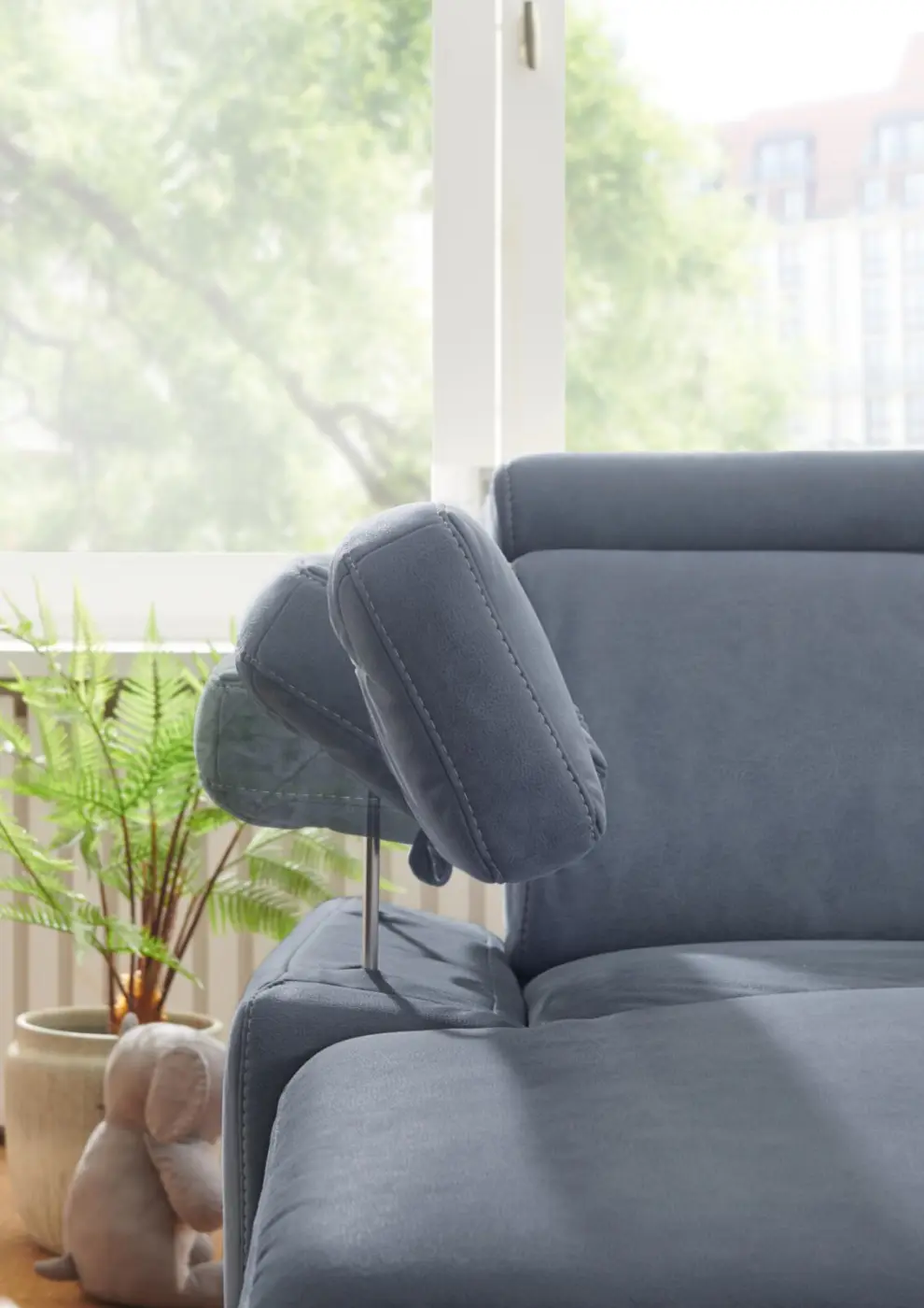Polsteria Wohnlandschaft mit Funktionen  Relaxa 10.0 PSG blaugrau ca. 176 x 325 x 228 cm