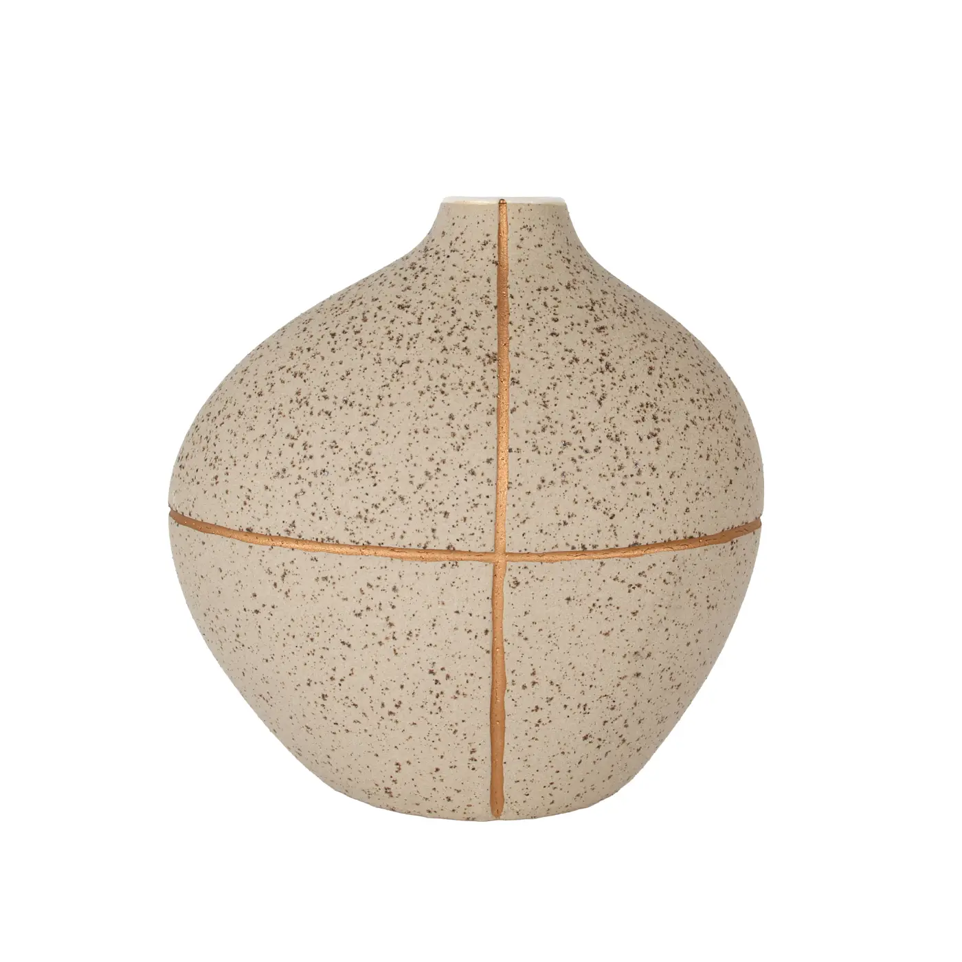 Gilde Vase Flag  Keramik creme-gold