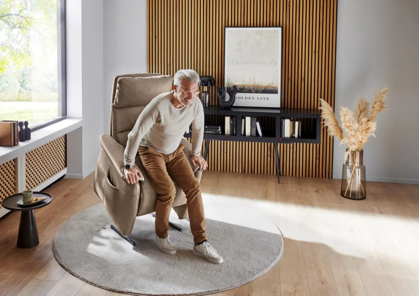 Polsteria Fernsehsessel Timeless 2.0 Comfort RelaXX 3motorisch/Herz-Waage mit Aufstehhilfe  Evita smoke