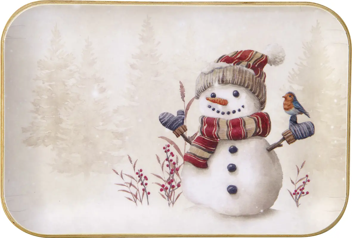Ihr Holztablett OSCAR THE SNOWMAN cream 19,5X13X1,5 cm
