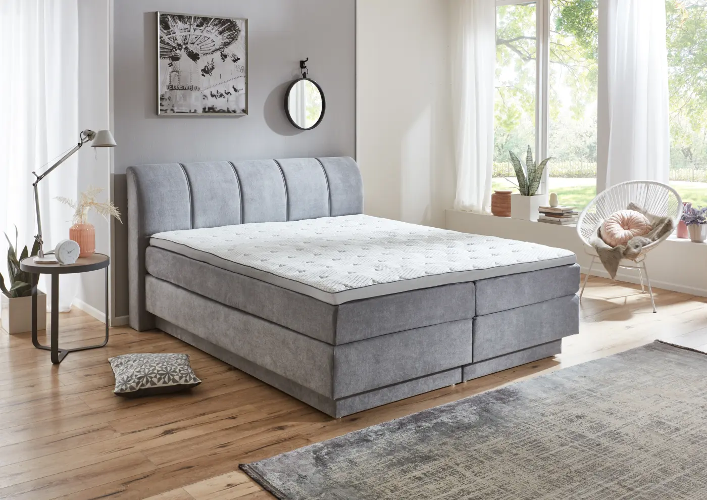 sun garden  Boxspringbett  BX 2240 Ottawa grau, LF ca. 180x200 cm