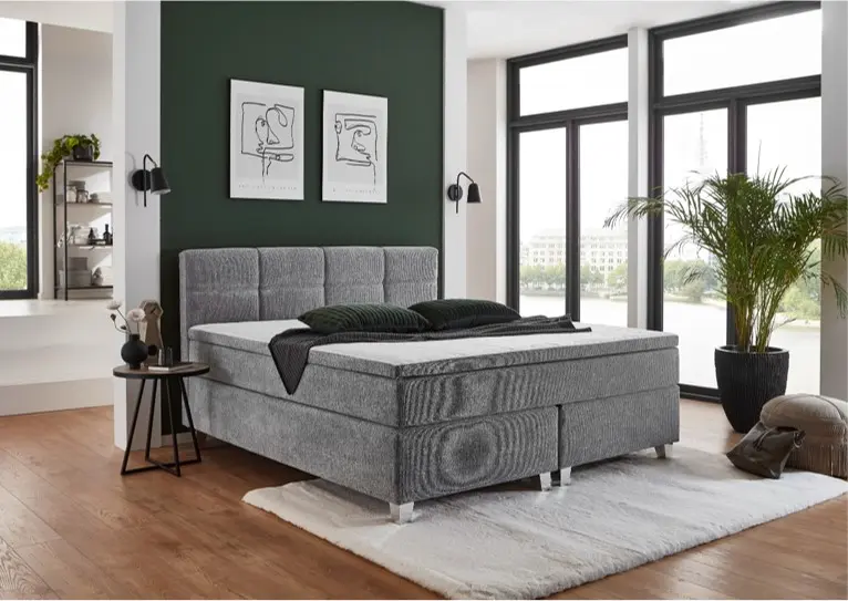 sun garden Boxspringbett BX 2540 Montreal silber LF 200 x 200 cm
