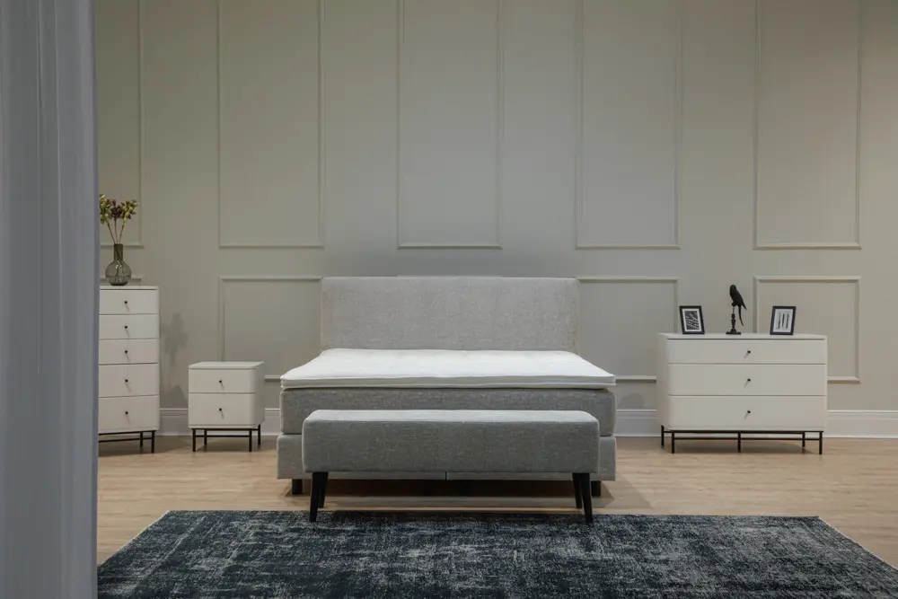 Deluxe Boxspringbett Sjöholm Kopfteil Enö Grau LF 180 x 200 cm