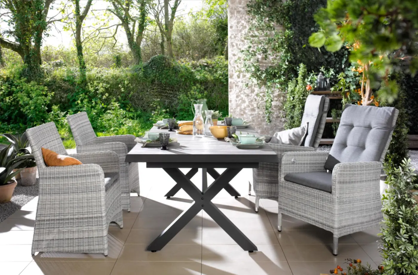 Siena Garden Ausziehtisch Sincro grau ca.  200/260 x 100 x 77 cm