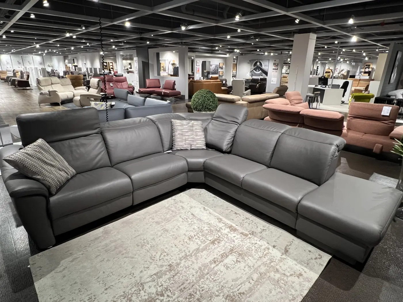 Himolla  Wohnlandschaft Planopoly 9 - 1524  Longlife Leder dunkelgrau ca.  293 x 303cm