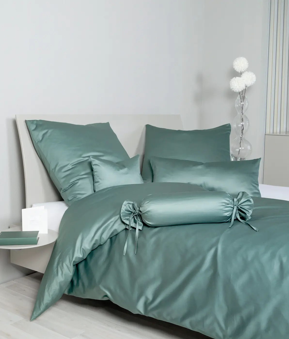 Janine Mako-Satin Bettwäsche Colors salbeigrün 135X200,80x80 cm