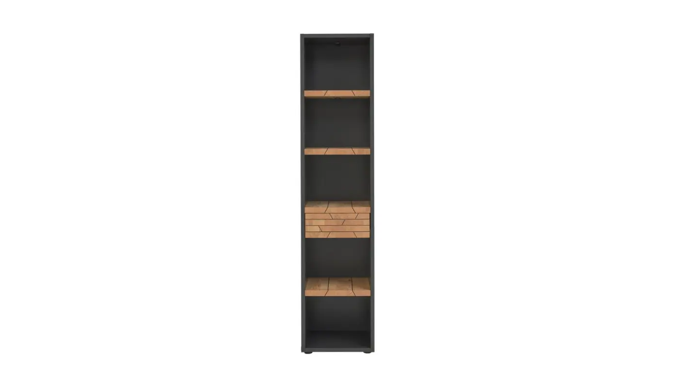 Interliving  Regal  inklusive Beleuchtung Serie 2108 schiefer/Eiche ca. 204x 44 cm