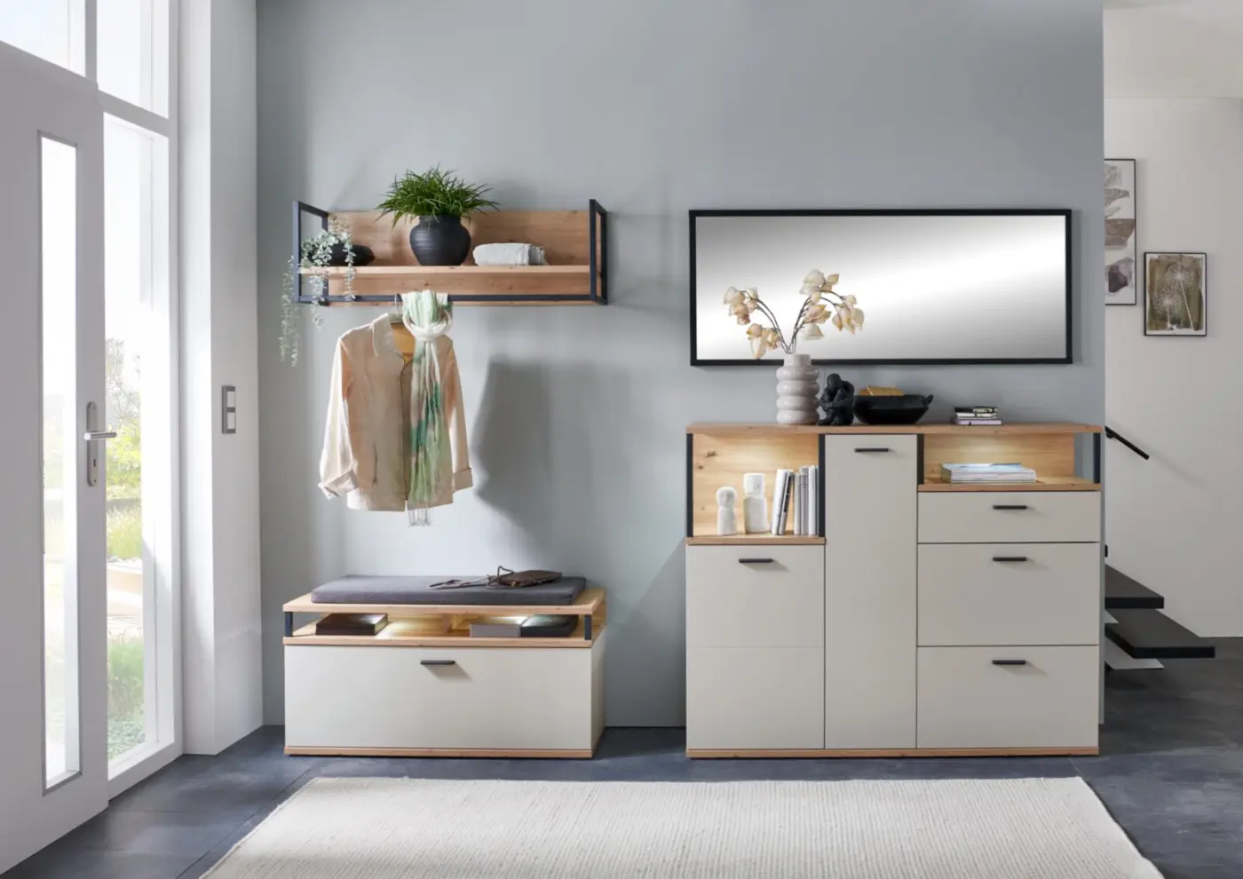 Ideal Gaderobe Basset  weiß/braun  ca. 255 x 205x 37 cm