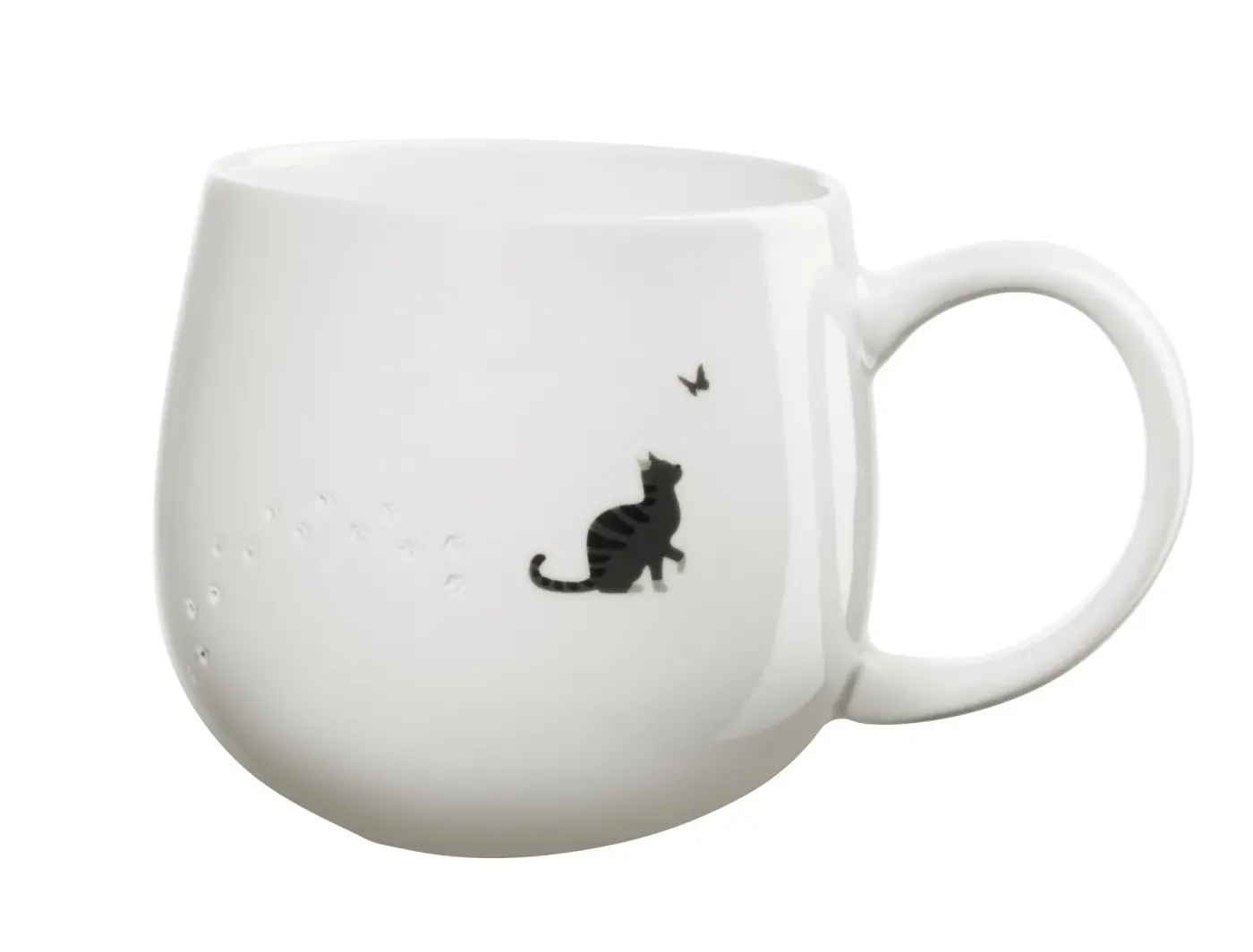ASA Henkelbecher magufootprints Cat weiß mit Aufdruck 0,4 l