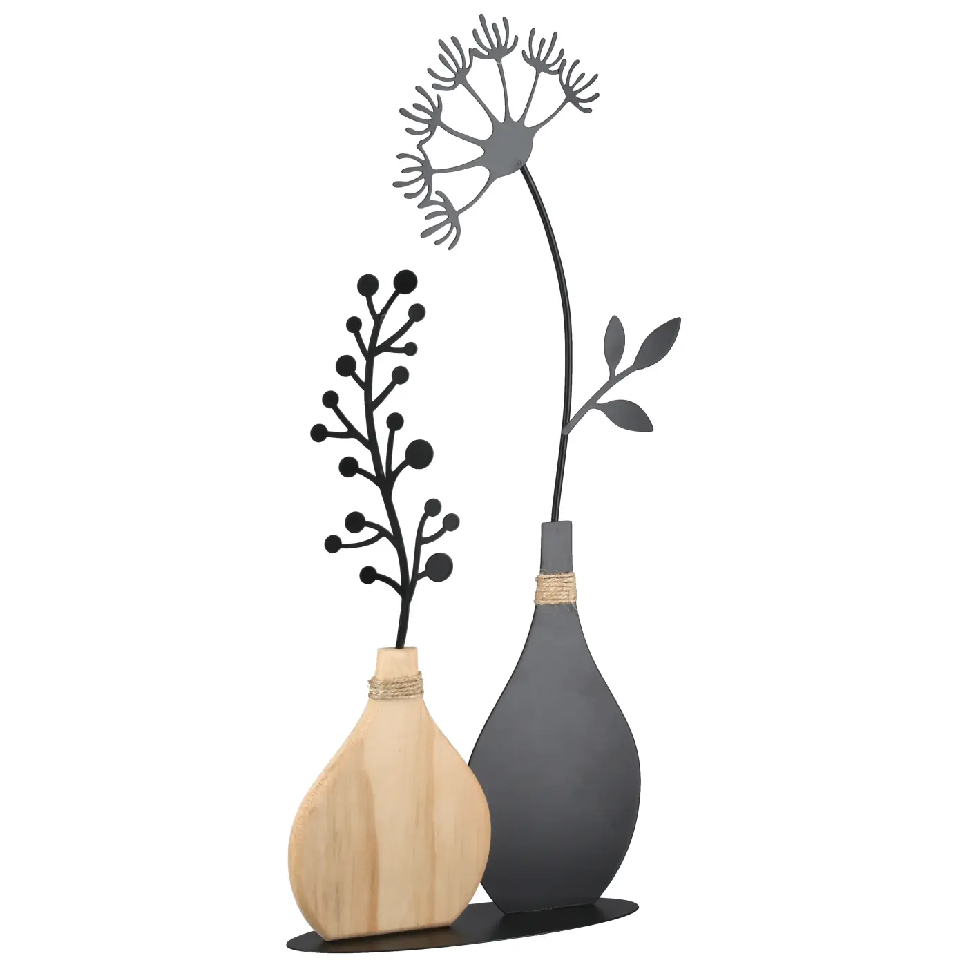 Gilde Standrelief Blume "Flor silvestre" Blumenmotiv Metall schwarz