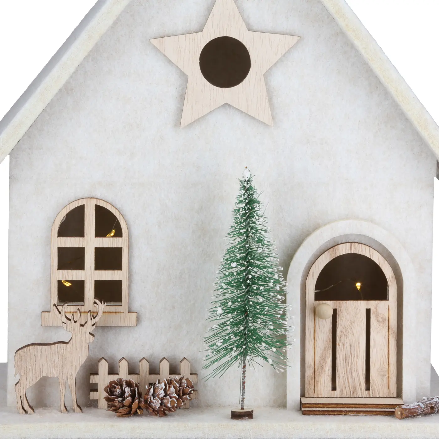 Gilde Handwerk LED-Dekohaus Amata Filz beige 30 cm