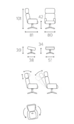Conform Relaxsessel mit Hocker Timeout Leder schwarz - Gestell schwarz