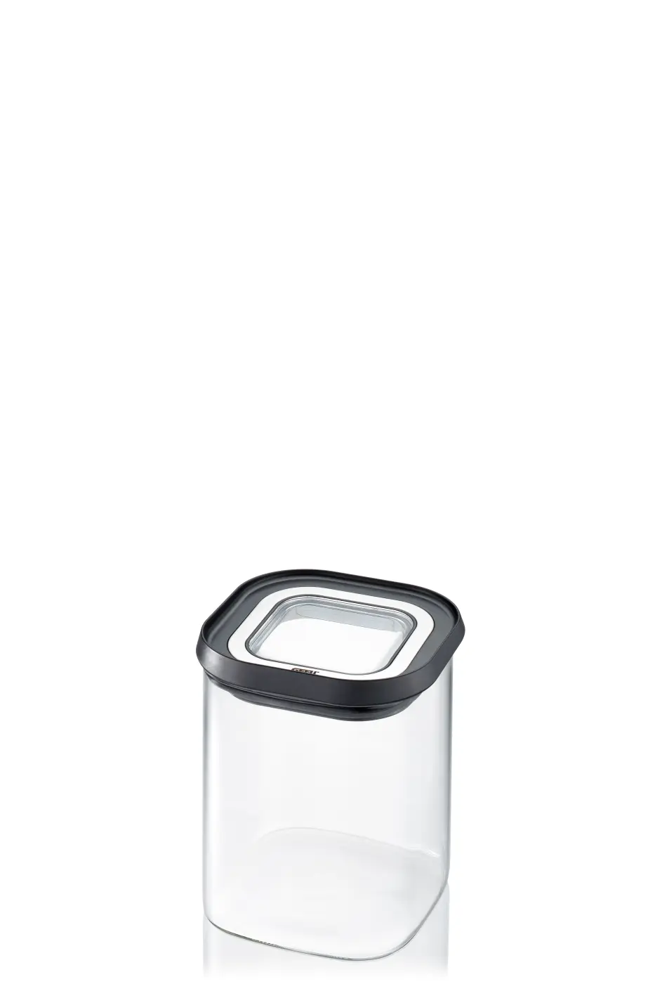 GEFU Vorratsdose PANTRY  900 ml schwarz/silber Borosilikatglas|Kunststoff|Kunststoff