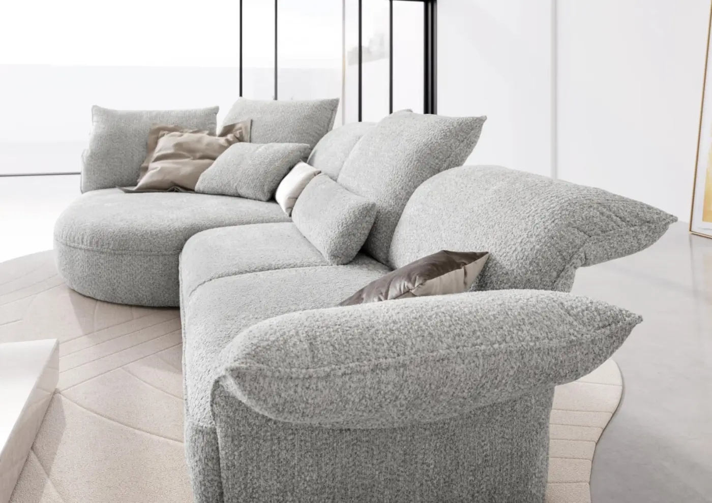 Koinor Wohnlandschaft ABBY Chenille hellgrau ca. 154 x 330 cm