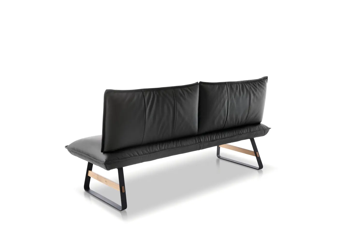 Koinor Sitzbank SOUL Leder schwarz/Querstrebe Wildeiche  ca. 198 cm